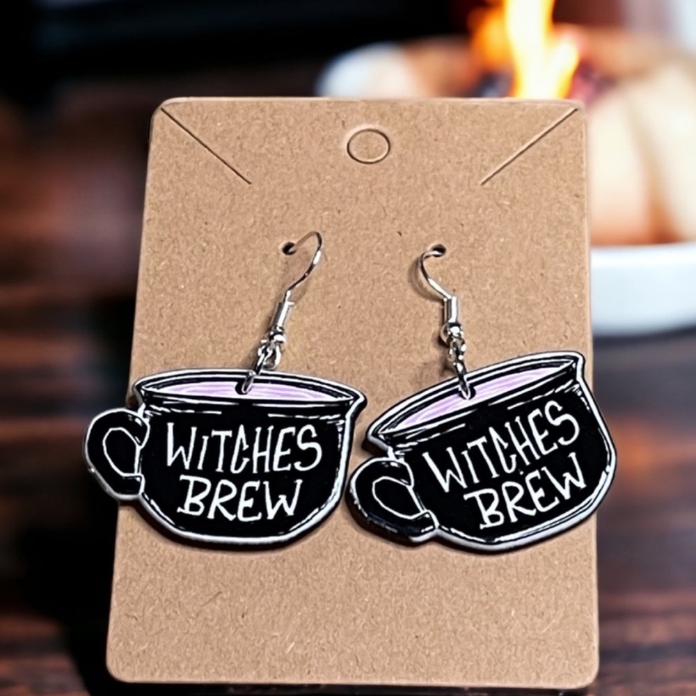 Halloween NEW Boutique Witches Brew Cup Dangle Earrings